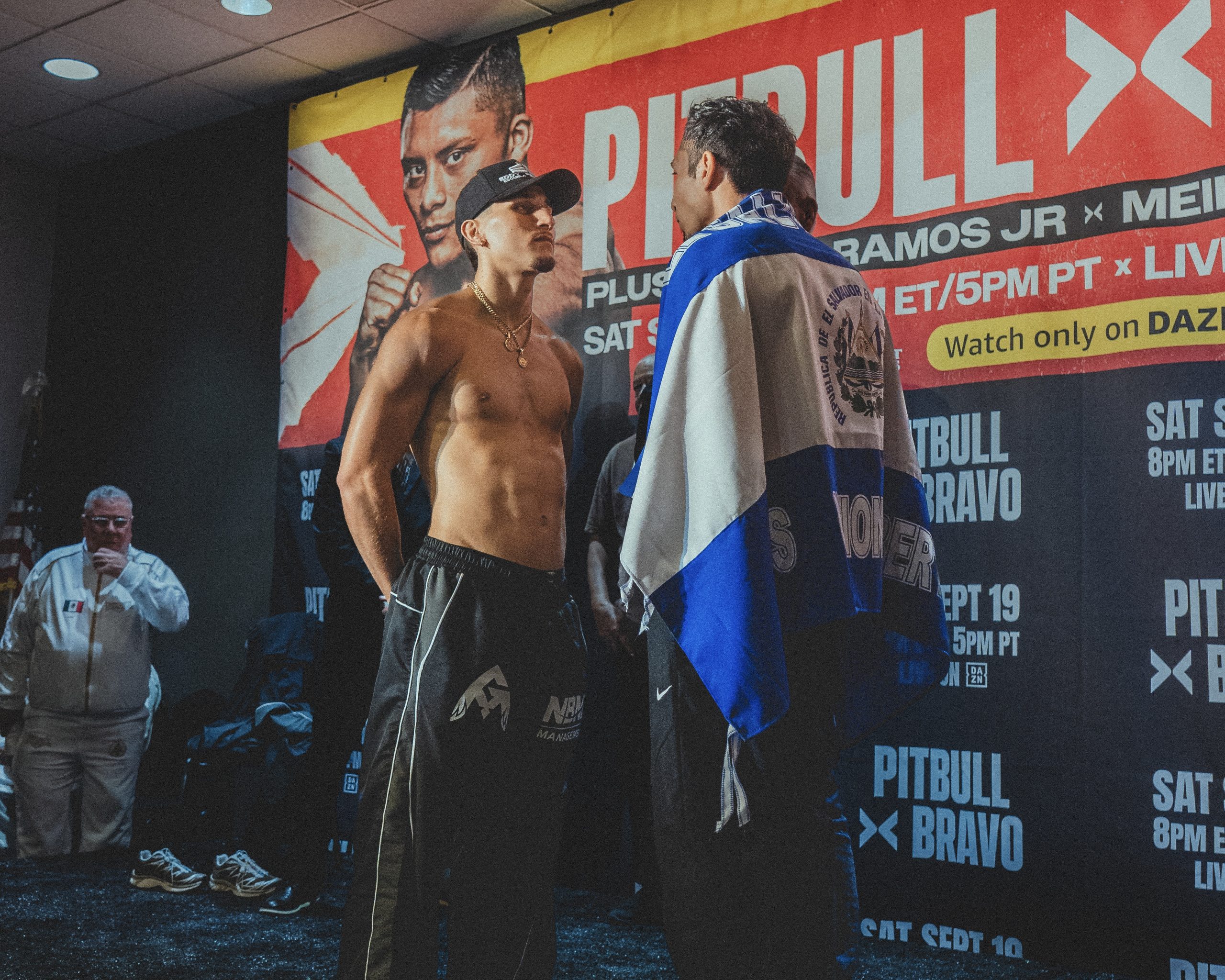 Nestor Bravo official weigh in in San Diego before Isaac Pitbull Cruz fight