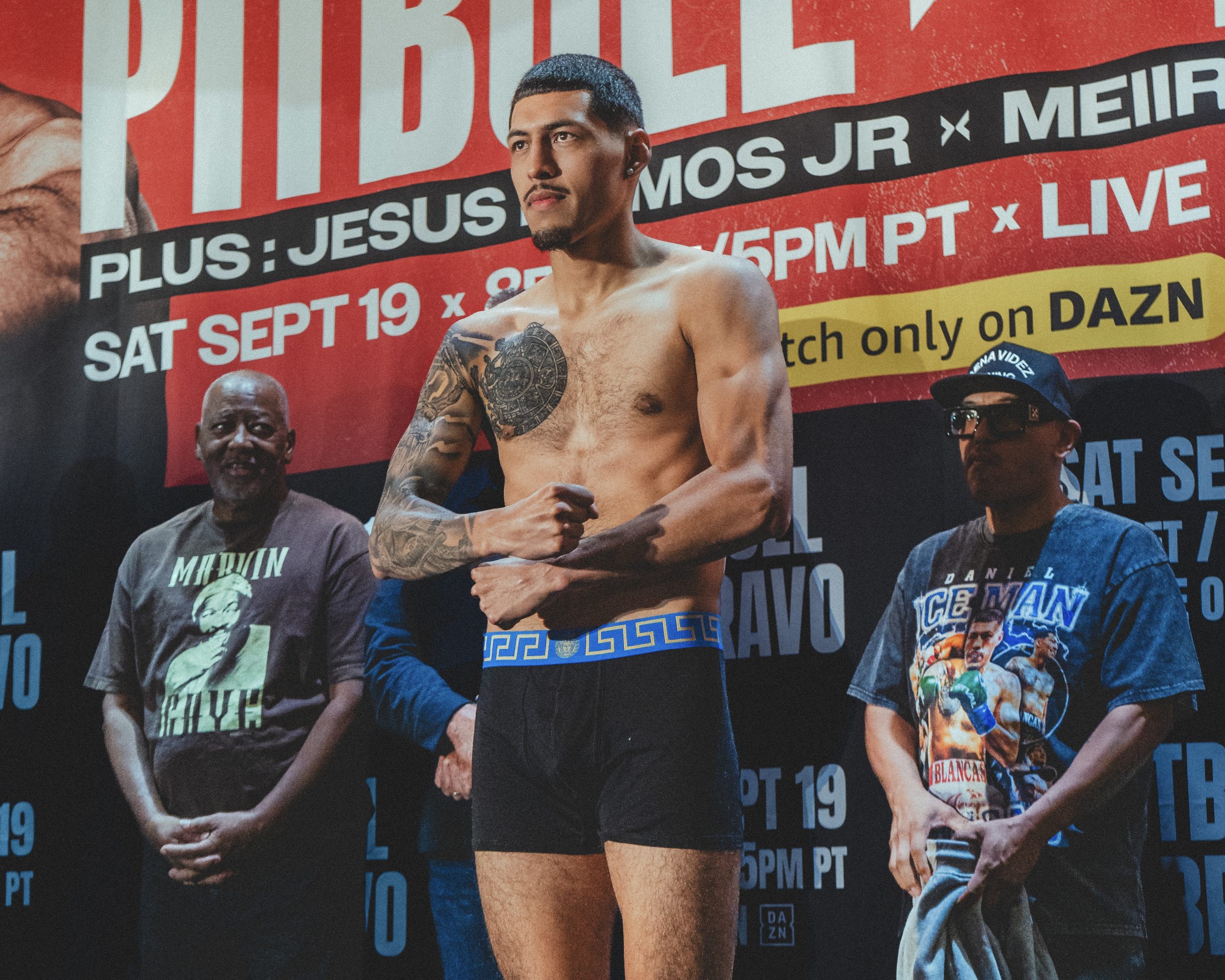 Pitbull Cruz and Nestor Bravo fight week weigh in photography in San Diego