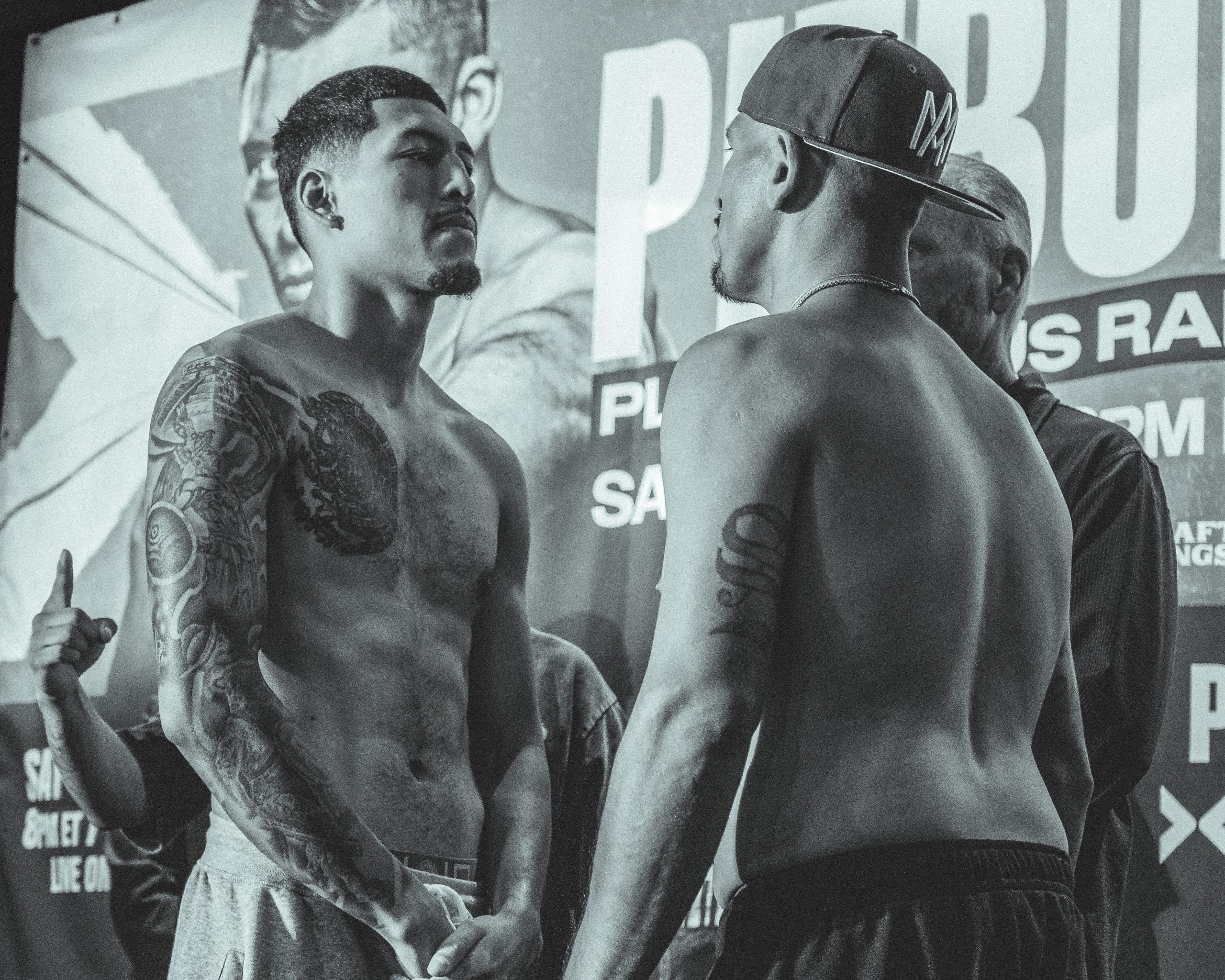 Isaac Pitbull Cruz at the official weigh in before facing Nestor Bravo at Pechanga Arena