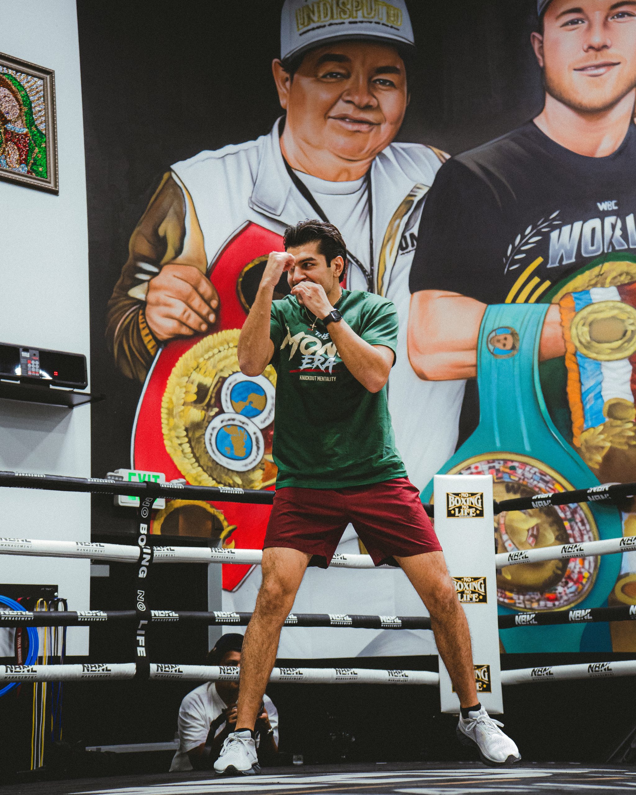 Jesus Ramos Jr training during PBC San Diego media workout ahead of Meiirim Nursultanov fight